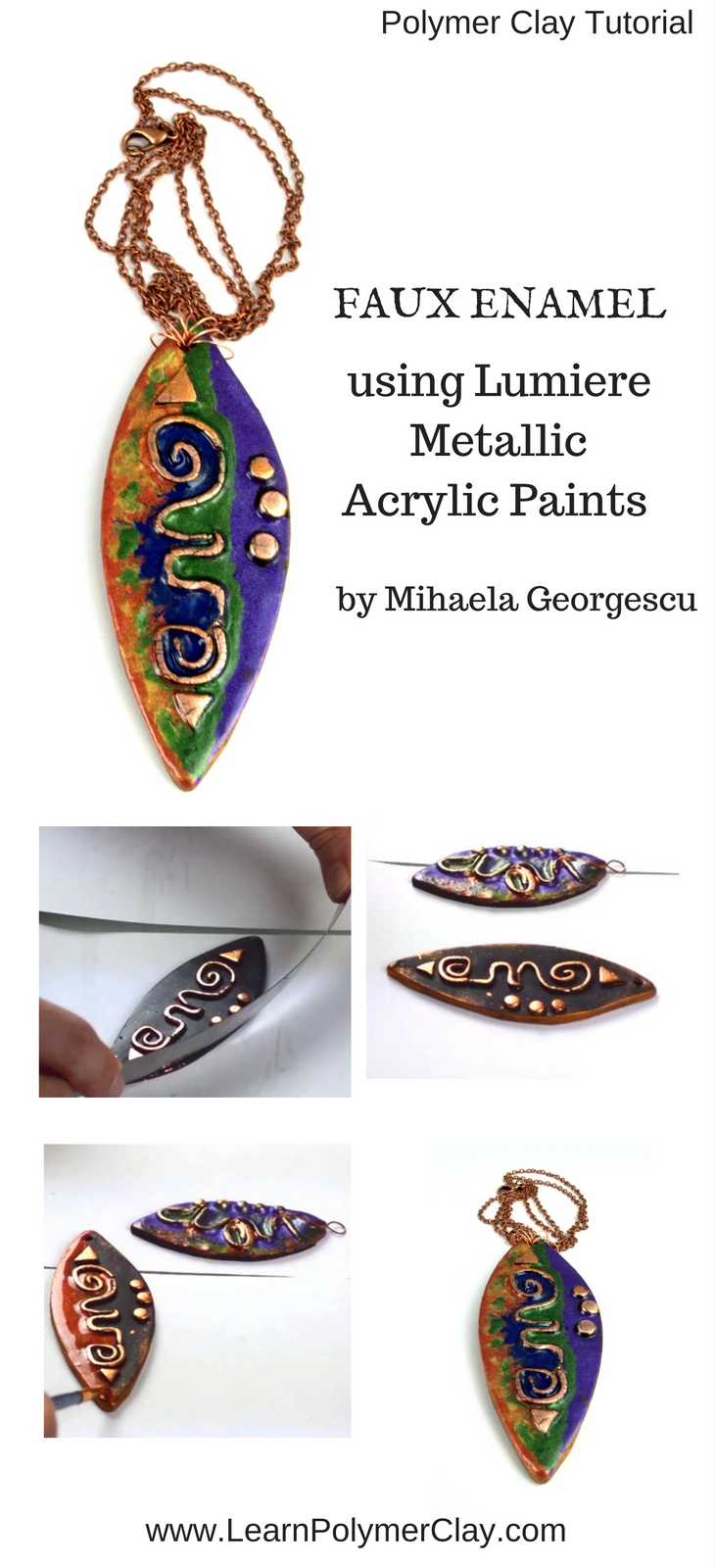 Faux Enamel effect using Lumiere Metallic Acrylic Paints - Polymer clay Video Tutorial