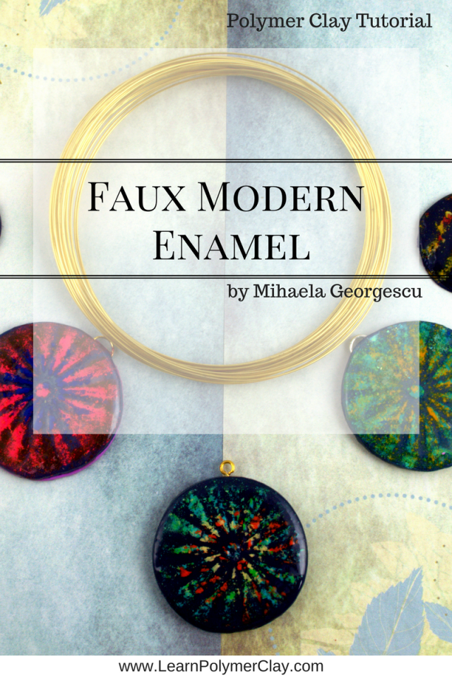 Faux Modern Enamel Polymer Clay Tutorial - Playing with chalk pastels, stencils and polymer clay to achieve a faux modern enamel look