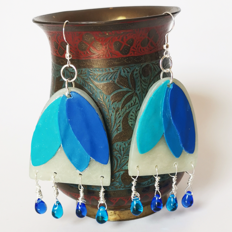 Bake-able molds magic – Shades of Blue Clay Earrings